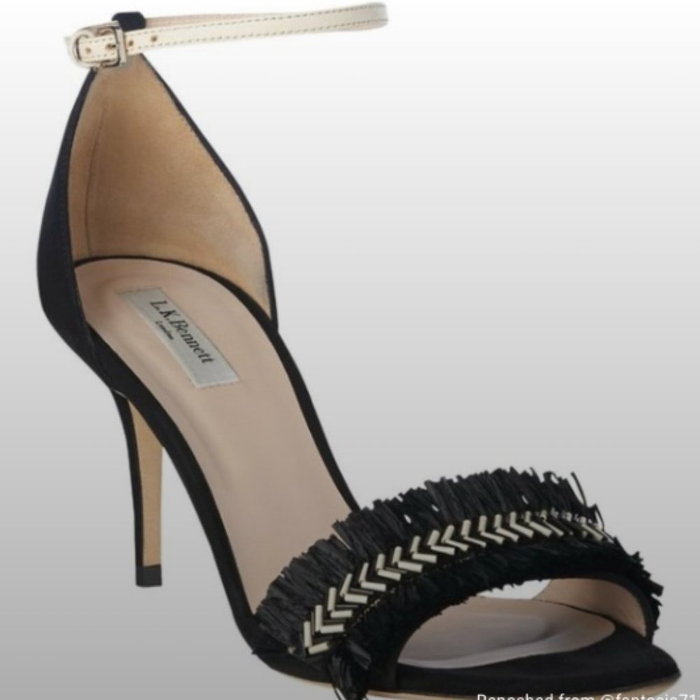 LK Bennett Milla Raffia Stiletto Sandals Size 39 (US 8.5)